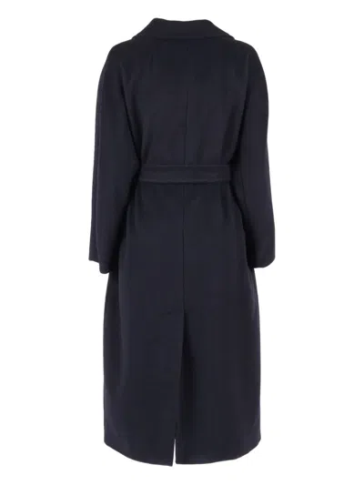 Weekend Max Mara Wool-alpaca-blend Belted Coat In Blue