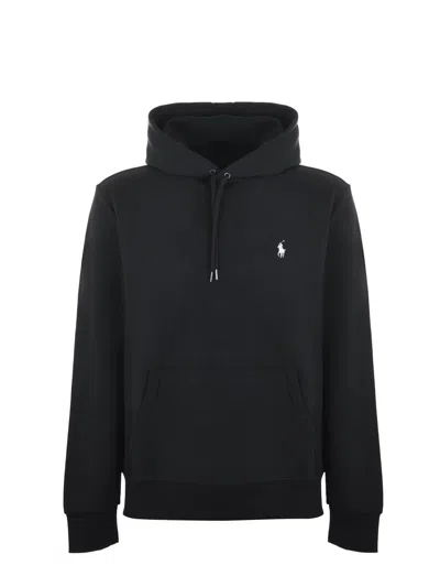 Polo Ralph Lauren Hooded Sweatshirt With Embroidered Pony In Black