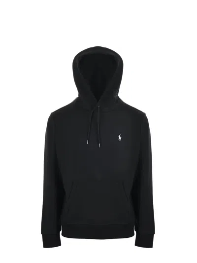 Polo Ralph Lauren Hooded Sweatshirt With Embroidered Pony In Black