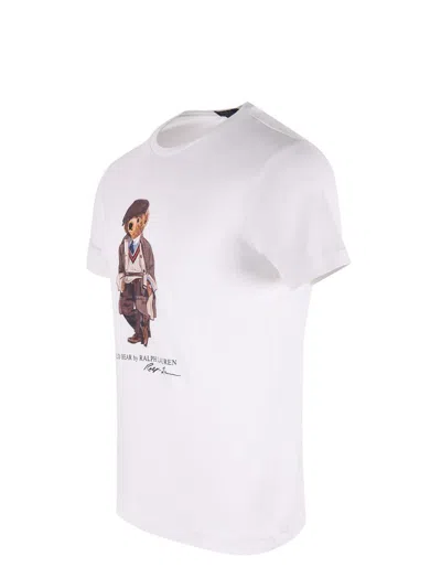 Polo Ralph Lauren White Polo Bear T-shirt Custom Slim-fit In White