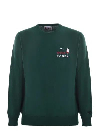 Mc2 Saint Barth Its Wine O Clock Wool And Cashmere Blend Sweater In Green
