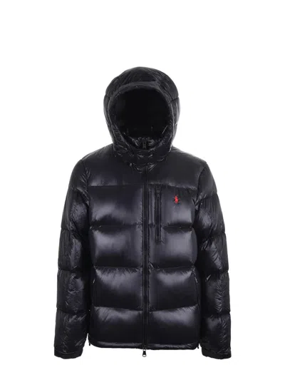 Polo Ralph Lauren Navy Blue Nylon Down Jacket In Blue
