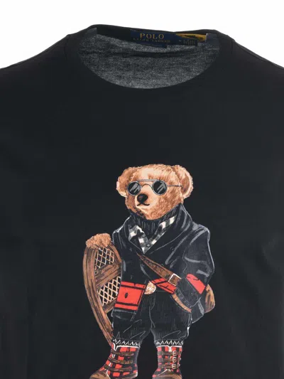 Polo Ralph Lauren Mens Fa25 Black Holiday Bear Bear-print Short-sleeve Cotton T-shirt In Black