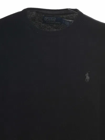 Polo Ralph Lauren Wool Slim Fit Sweater With Logo Embroidery In Black