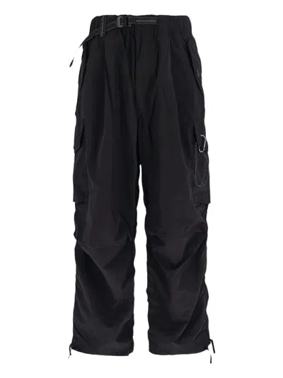 And Wander 95 High Count Cloth Side Zip Hemm Pants In Black