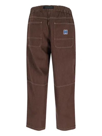 Gramicci Adjustable-waist Topstitched Jeans In Brown