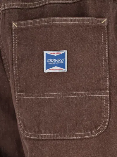 Gramicci Adjustable-waist Topstitched Jeans In Brown