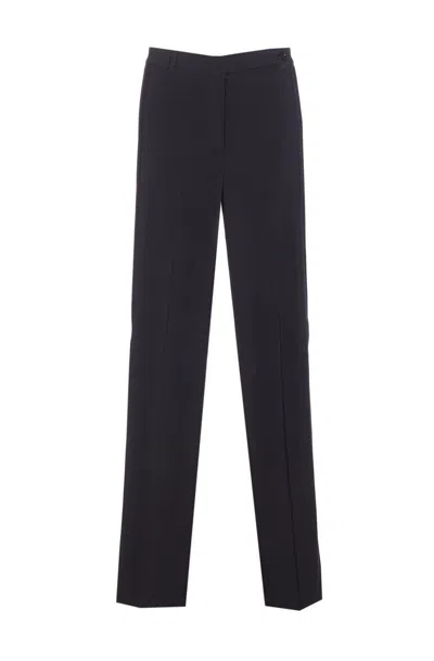 Pinko Black Pants With Pleated Details And Belt Loops In Tech Fabric Stretch Woman In Black