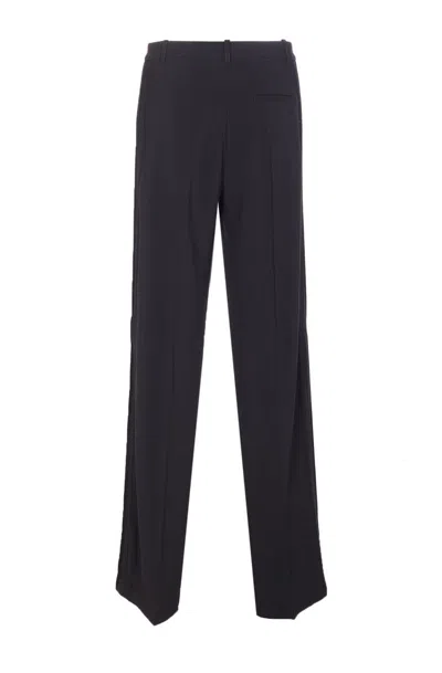 Pinko Black Pants With Pleated Details And Belt Loops In Tech Fabric Stretch Woman In Black