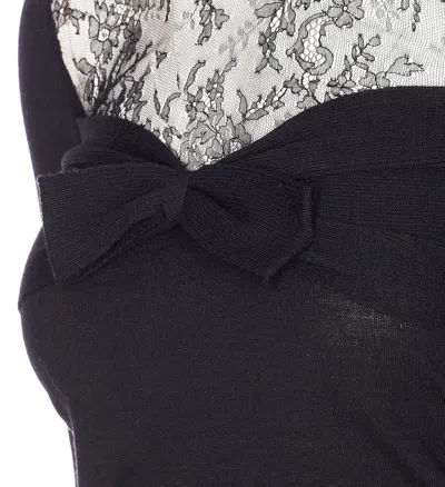 Valentino Knitwear With Bow And Sheer Panel In Black