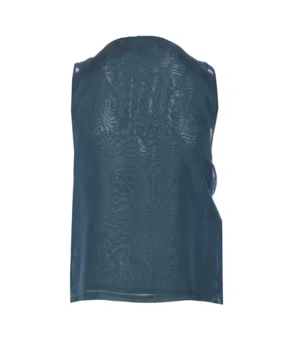 Pinko Sleeveless Scoop Neck Top Sequins In Blue