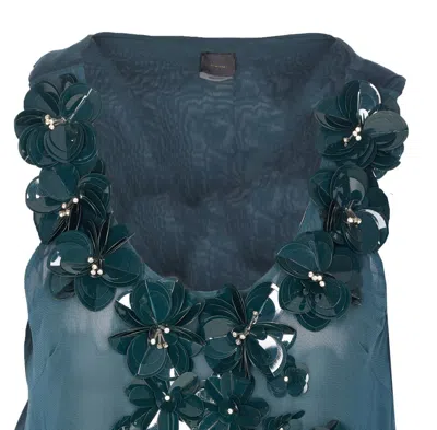 Pinko Sleeveless Scoop Neck Top Sequins In Blue