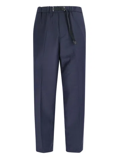 White Sand Wool Blend Trousers In Blue