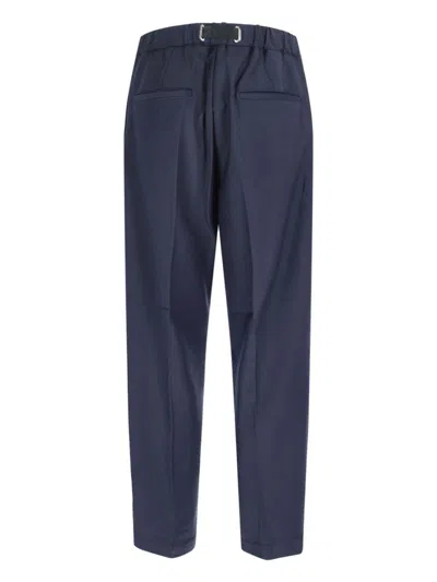 White Sand Wool Blend Trousers In Blue