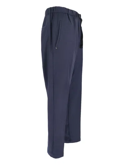 White Sand Wool Blend Trousers In Blue