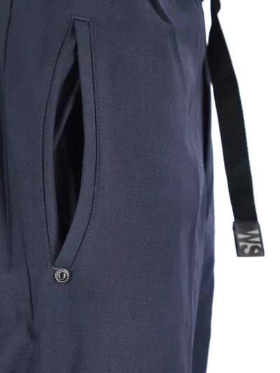 White Sand Wool Blend Trousers In Blue