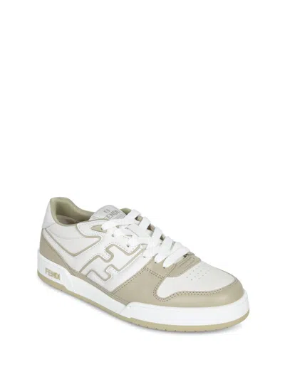 Fendi Men Leather Sneakers With Ff Lateral Logo In Multi
