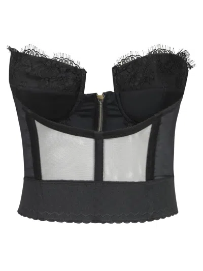Dsquared2 Strapless Lace Cropped Corset Top In Black