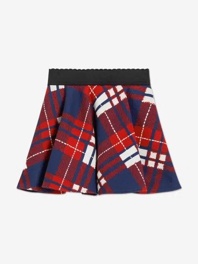 Dolce & Gabbana Multicolor Skirt For Girl With Logo In Red