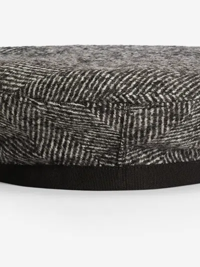 Dolce & Gabbana Herringbone Beret In Brown