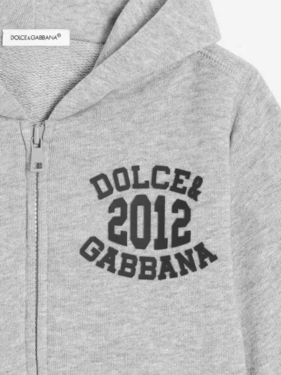 Dolce & Gabbana Jersey Zip-up Hoodie In Gray