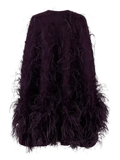 Valentino Feather-detailing Cape In Black