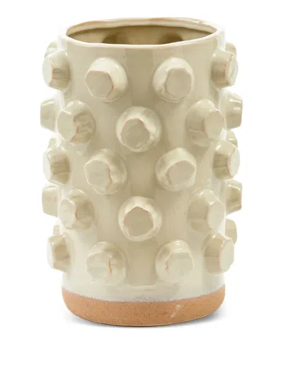 Polspotten Structure Textured Ceramic Vase In Neutral