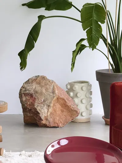 Polspotten Structure Textured Ceramic Vase In Neutral
