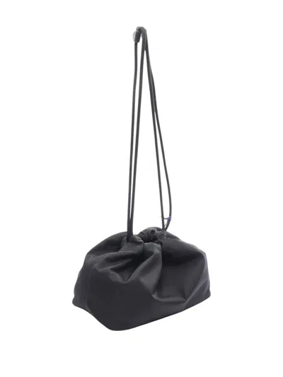 Pre-owned Burberry 2000-2017 Nylon And House Check Canvas Reversible Drawstring Pouch In Black