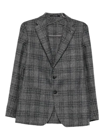 Tagliatore Plaid Tailored Jacket With Notch Lapels In Gray