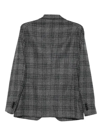 Tagliatore Plaid Tailored Jacket With Notch Lapels In Gray