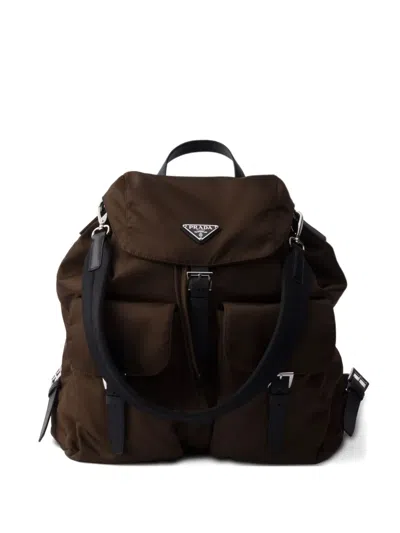 Prada Front-pockets Backpack In Brown