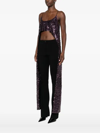 Rabanne Asymmetric Hem Sleeveless Top Sequins In Purple