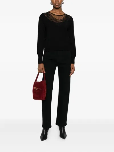 Twinset Lace-detail Knitted Top In Black