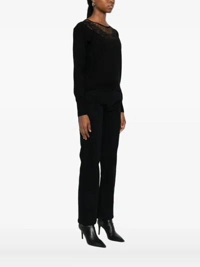 Twinset Lace-detail Knitted Top In Black