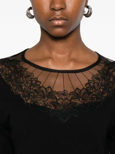 Twinset Lace-detail Knitted Top In Black