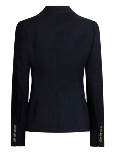 Etro Single-breasted Jacquard Blazer In Blue