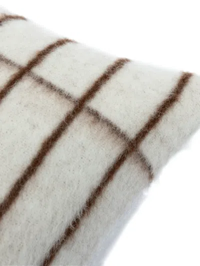 Blacksaw Grid-pattern Wool Cushion In Neutral
