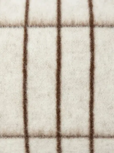 Blacksaw Grid-pattern Wool Cushion In Neutral