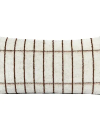 Blacksaw Grid-pattern Wool Cushion In Neutral