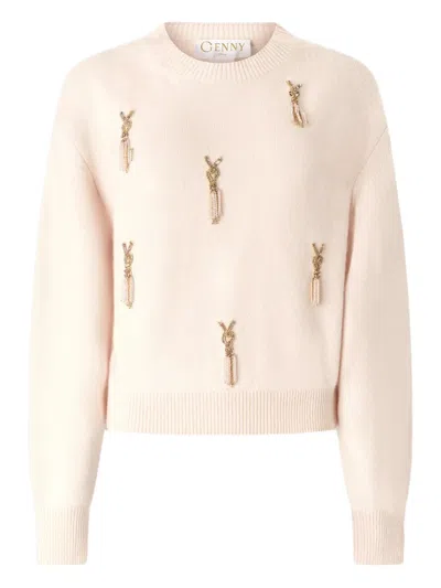 Genny Tassel-embellished Knitted Top In Neutral