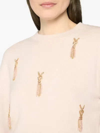Genny Tassel-embellished Knitted Top In Neutral