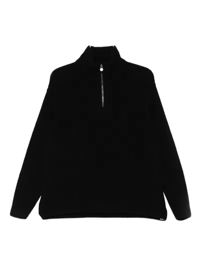 Iris Von Arnim Funnel-neck Half-zip Jumper In Black