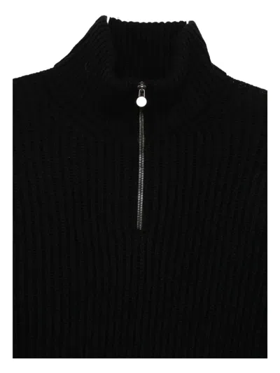 Iris Von Arnim Funnel-neck Half-zip Jumper In Black