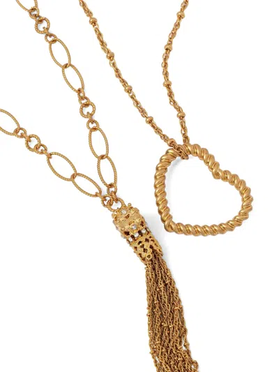 Twinset Heart-pendant Double Necklace In Gold