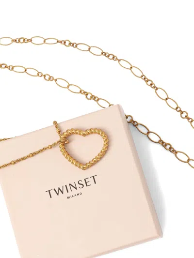 Twinset Heart-pendant Double Necklace In Gold