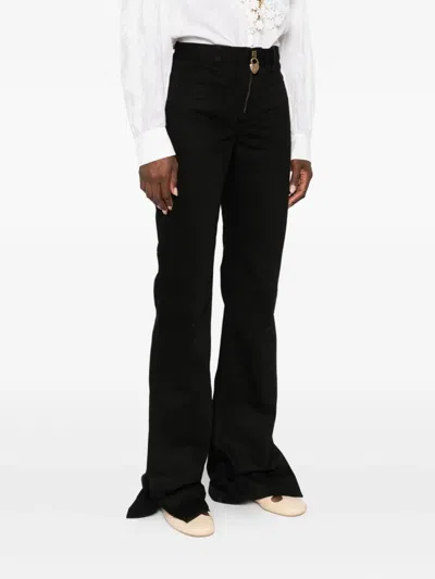 Chloé Black Slim Jeans With Charm Zip In Black