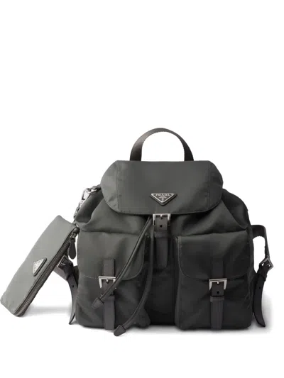 Prada Flap-closure Front-pockets Backpack In Gray