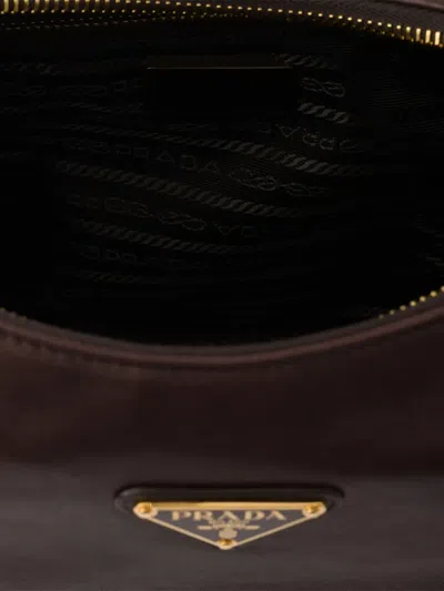 Prada Large Explore Leather Shoulder Bag In Brown