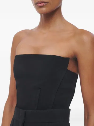 Another Tomorrow Strapless Panelled Bustier In Brown